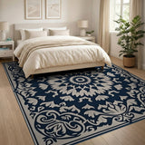 Traditional Persian Ornate Navy Mandala Persian Area Rug