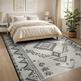 Black White Geometric Heritage Tribal Area Rug