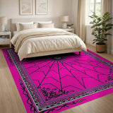 Pink Spider Web Geometric Area Rug