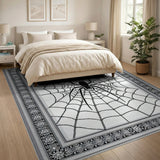 Black and White Ornate Spider Web Black White Area Rug