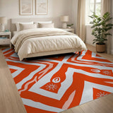 Red Chevron Sunburst Geometric Area Rug