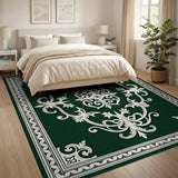 Green Ornate Emerald Green Medallion Area Rug