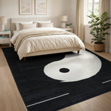 Black and White Yin-Yang Balance Black White Area Rug