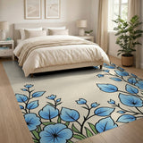 Cascading Blue Hydrangea Floral Area Rug