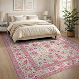 Traditional Persian Pink Pink Floral Traditional Persian Area Rug