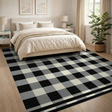 Black White Buffalo Check Rustic Rug