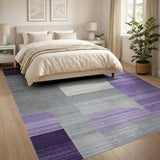 Purple Grey Geometric Arch Abstract Rug