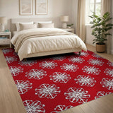Festive Red Snowflake No. 3 Area Rug