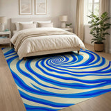 Abstract Area Hypnotic Blue Swirl Abstract Area Rug