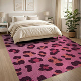 Pink Pink Leopard Print Tufted Area Rug