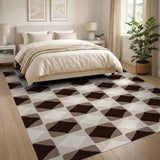 Brown and Tan Brown Tan Diamond Geometric Area Rug