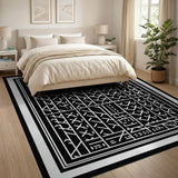 Bold Black White Geometric Abstract Geometric Modern Rug
