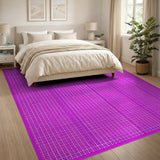 Vibrant Pink Grid Geometric Area Rug