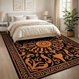 Orange Persian Medallion Area Rug on Black