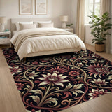 Opulent Red Floral Vintage Area Rug