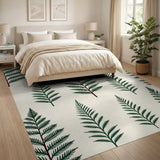 Green Fern Leaves Area Rug