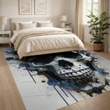Fleur-de-Lis Skull Geometric Area Rug