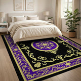 Purple Gold Ornate Baroque Area Rug