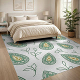Teal Paisley Area Rug with Gold Accents