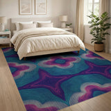 Blue Teal Geometric Star Area Rug