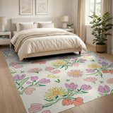 Pastel Daisy Tulip Floral Rug