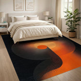 Orange Swirl Circle Area Rug