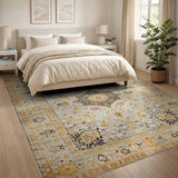 Grey Gold Medallion Persian Area Rug