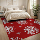 Geometric Modern Red Red Snowflake Pattern Area Rug