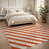 Vibrant Orange Diagonal Geometric Area Rug