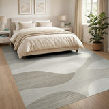 Abstract Area Abstract Wavy Grey Area Rug