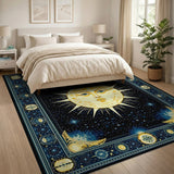 Golden Sun Face Celestial Tribal Rug