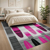 Bold Pink Surfboard Geometric Area Rug