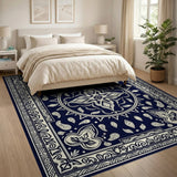 Navy Persian Medallion Blue and Teal Area Rug