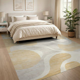 Abstract Ochre and Cream Area Rug