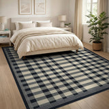 Rustic Farmhouse Check Black White Buffalo Check Area Rug
