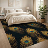 Golden Peacock Feathers Area Rug