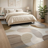 Modern Abstract Neutral Circles Area Rug