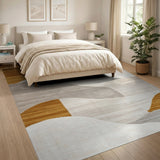 Abstract Wavy Beige Neutral Beige and Neutral Area Rug