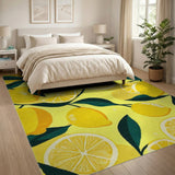 Sunny Lemon Slice Fruit Pattern Area Rug