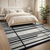 Bold Geometric Modern Bold Black White Grid Geometric Area Rug