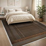 Heritage Tribal Geometric Area Rug in Brown Tan