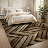 Gold Overlapping Frame Geometric Area Rug