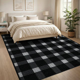 Black White Checkered Rustic Farmhouse Area Rug