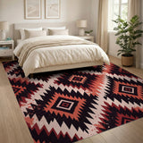 Bold Red Southwestern Geometric Red Area Rug