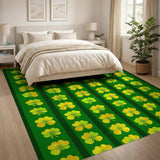 Lucky Shamrock Clover Green Kids Cartoon Area Rug