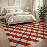 Bold Red Diagonal Plaid Geometric Area Rug
