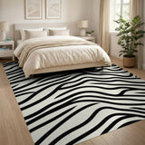 Black and White Geometric Modern Bold Zebra Stripe Black White Area Rug