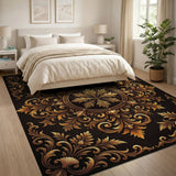 Opulent Gold Baroque Medallion Rug