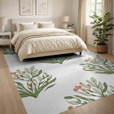 Vintage Orange Flower Green Leaf Area Rug