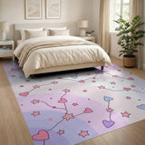 Constellation Hearts Stars Pastel Rug